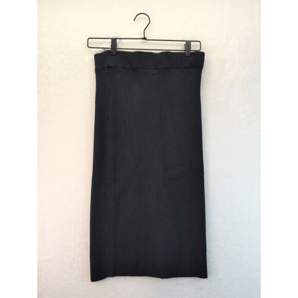 Abercrombie & Fitch Skirt Women's Medium Black Ribbed Maxi 22" Slits - Picture 11 of 12